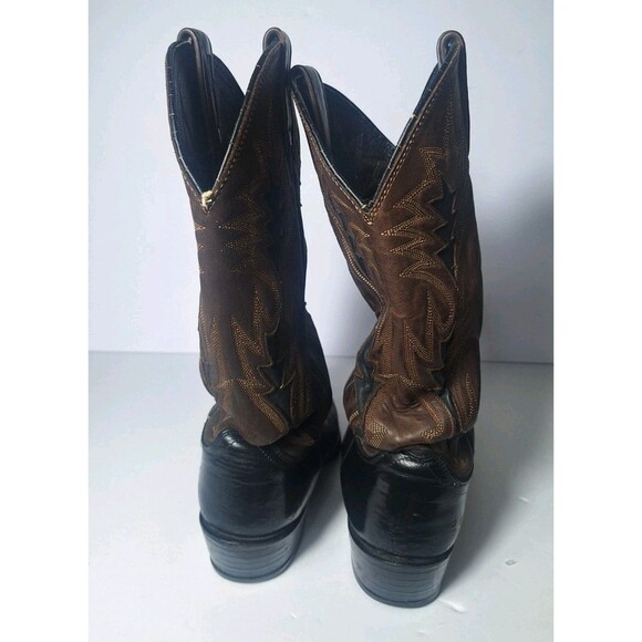 Dan Post Vintage Mens Leather Black/Brown Cowboy Boots Size 9.5 El Paso USA main image 6